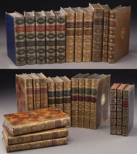 (27) Assorted full leather bound antique volumes (1 of 6)