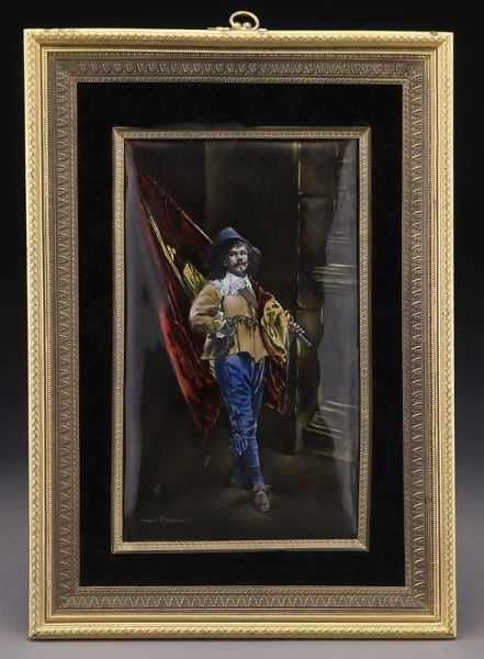 French gilt framed enameled plaque (1 of 6)