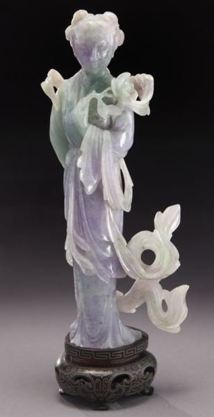 Chinese carved lavender and light green jade (1 of 6)