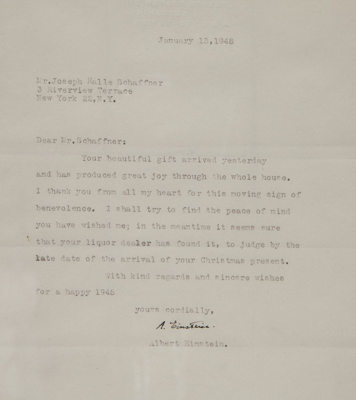 Albert Einstein signed, typed letter (1 of 5)