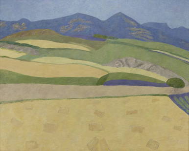 Pierre Boncompain "Après la Moisson (After the: Pierre Boncompain "Après la Moisson (After the Harvest)" oil on canvas, 1999. Signed lower right, "Boncompain". Canvas: 51.5"H x 63.75"W; Frame: 58.75"H X 71.25"W. PROVENANCE: Y2 Galleries, Beverly H