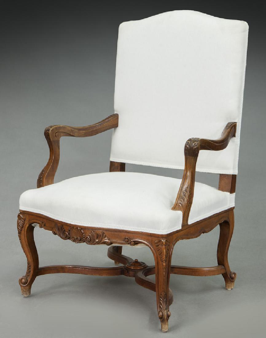 French carved walnut open armchair (1 of 7)