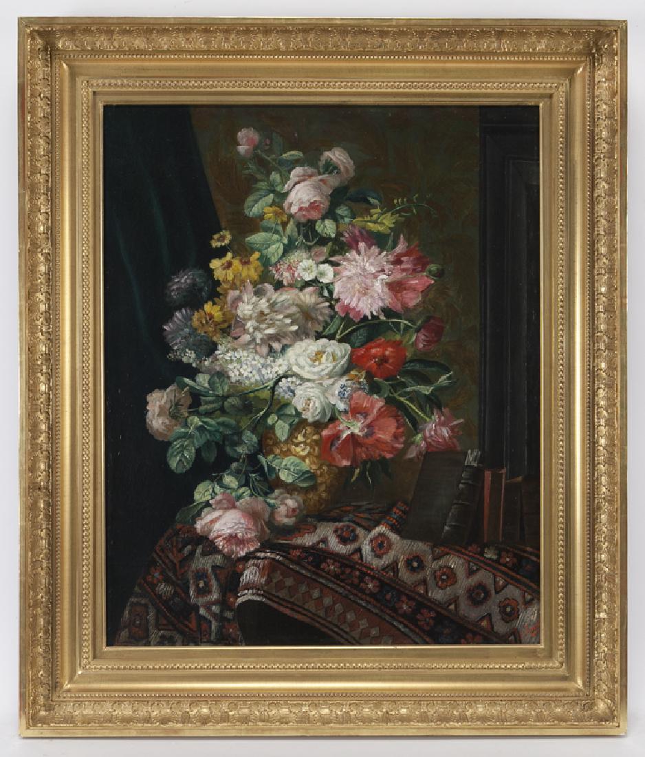 20th C. oil on canvas depicting floral still life (1 of 6)