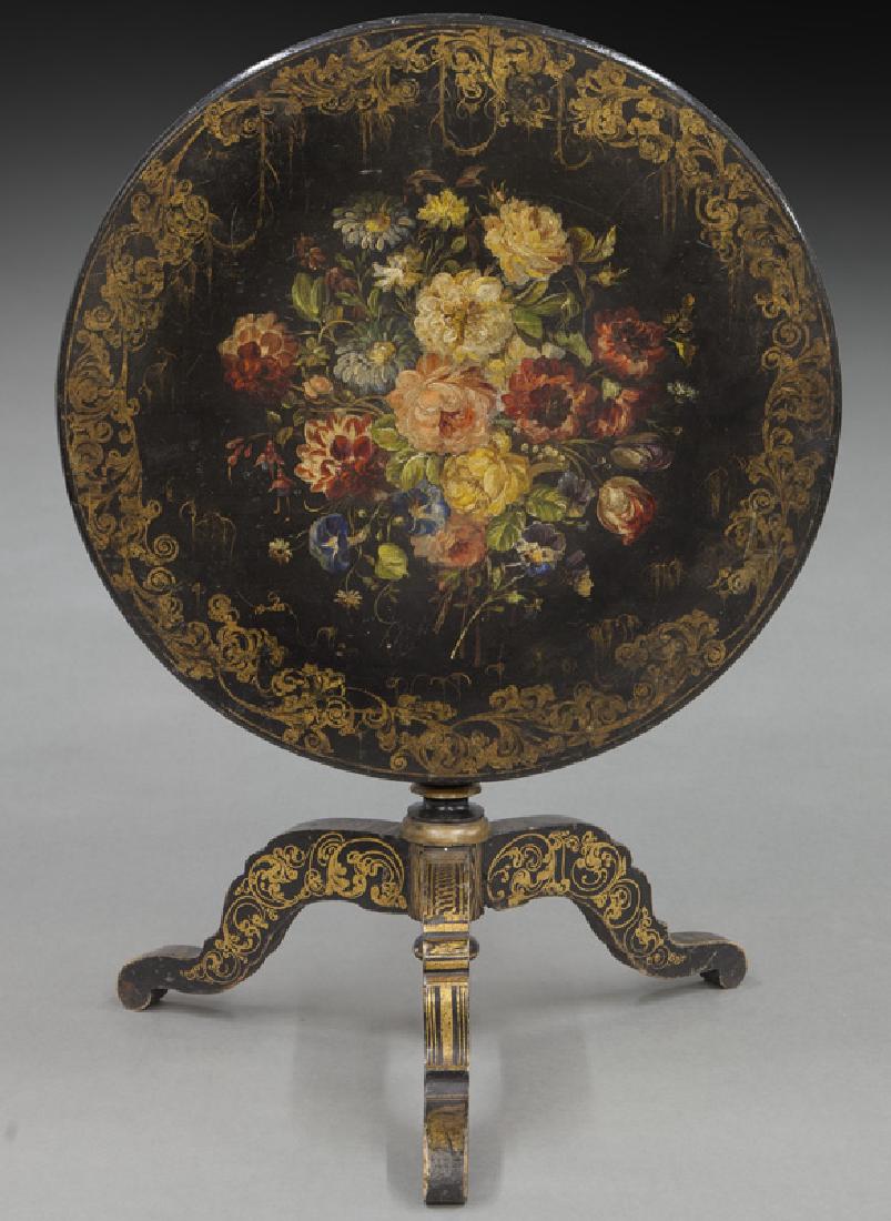Napoleon III lacquered tilt top table, (1 of 7)