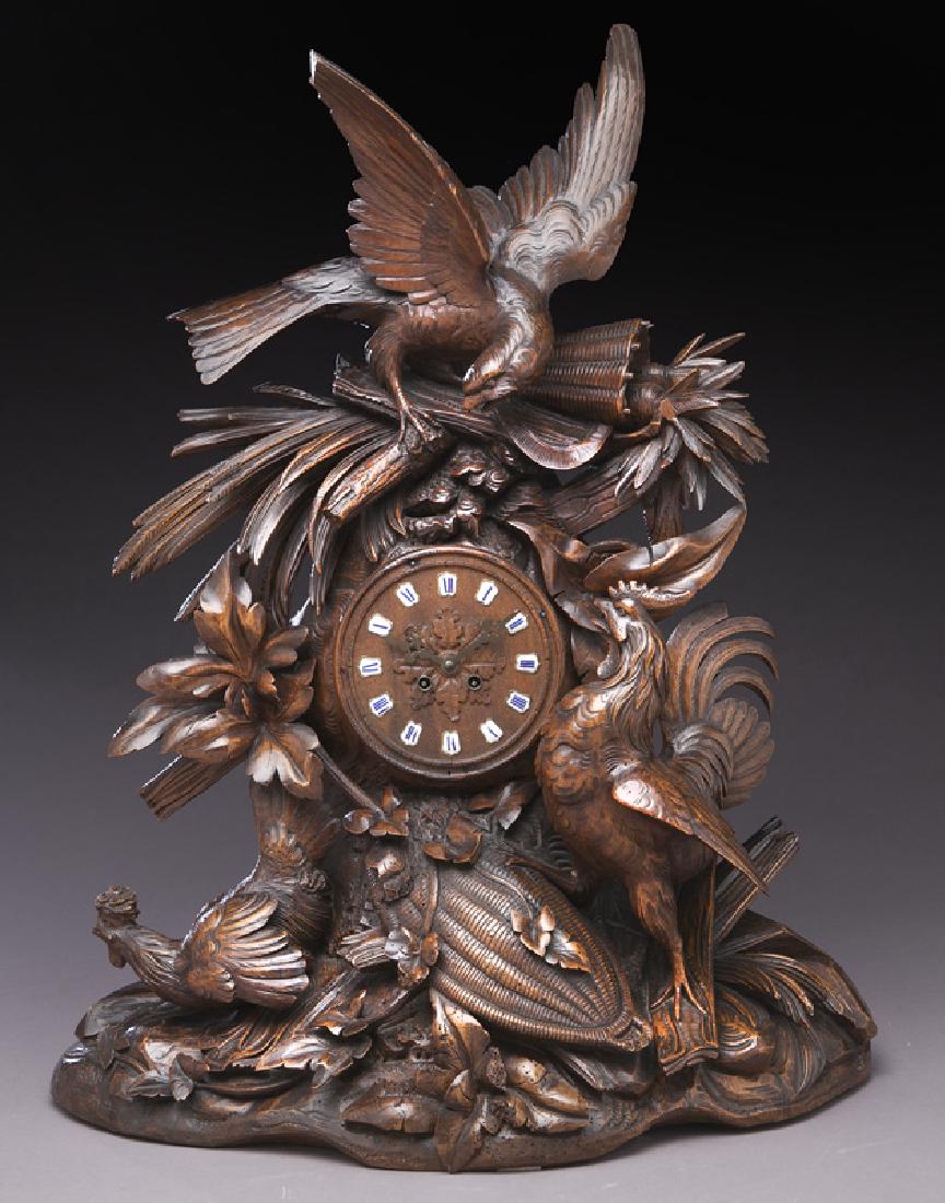 Black Forest carved walnut clock (1 of 9)