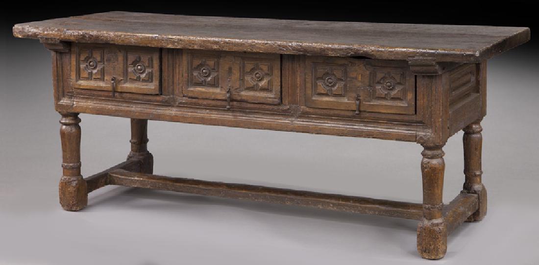 Early 18th C. Spanish 3-drawer table (1 of 8)