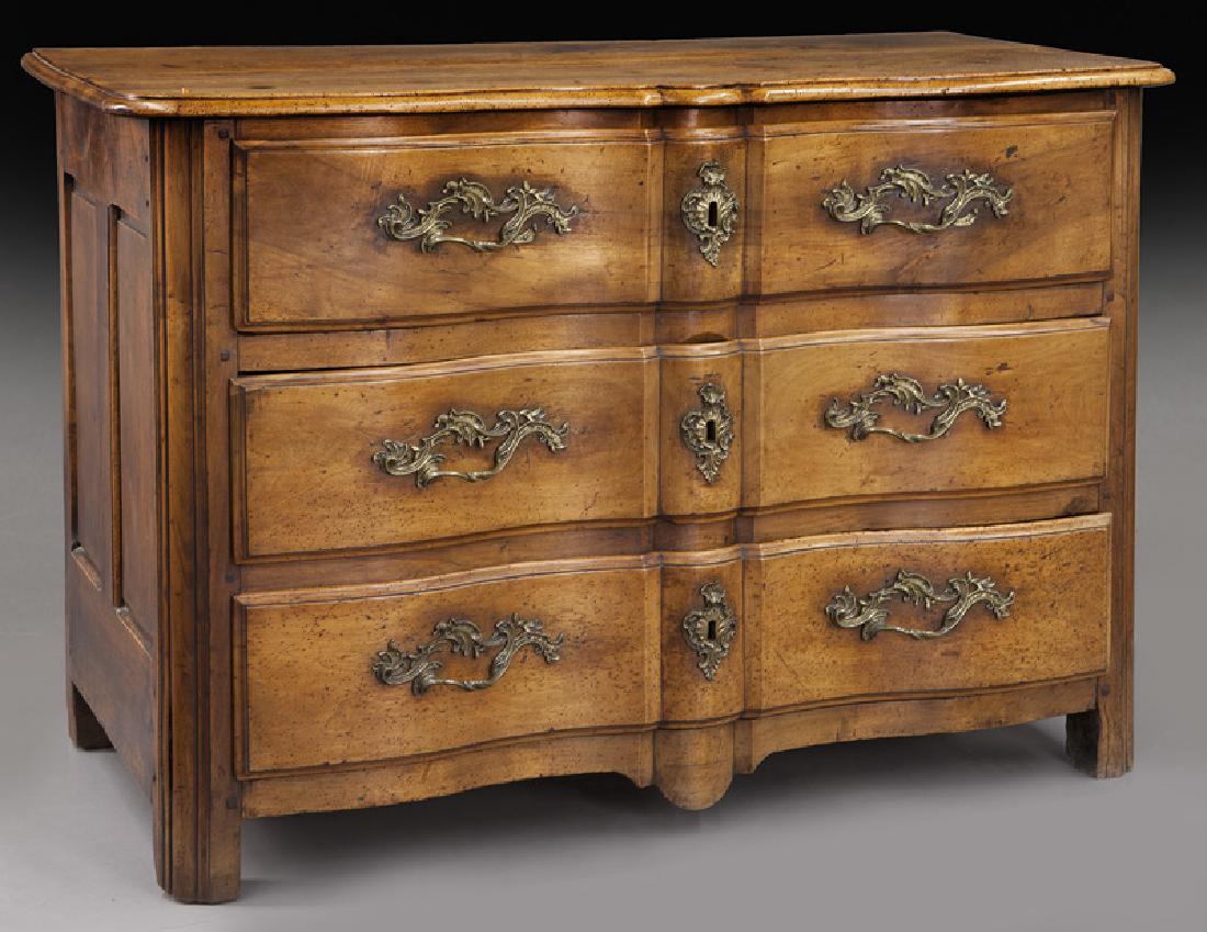 18th C. French walnut 3-drawer commode (1 of 9)