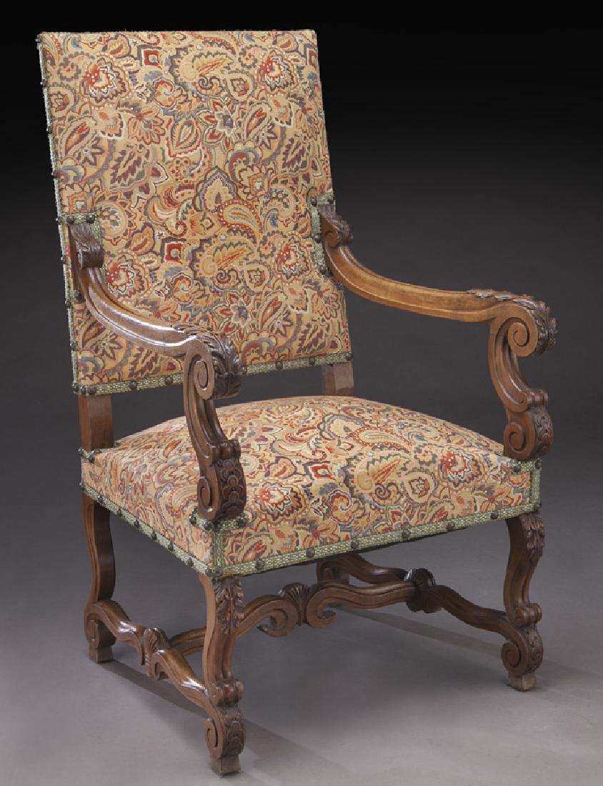 French carved walnut armchair, (1 of 7)