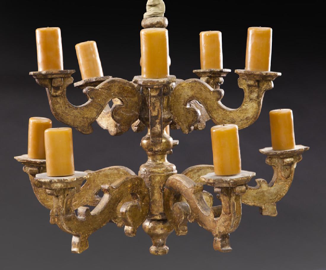 18th C. Italian carved giltwood chandelier, (1 of 4)