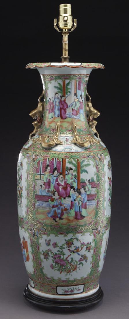 19th C. Chinese Rose Canton vase mounted as a lamp (1 of 8)