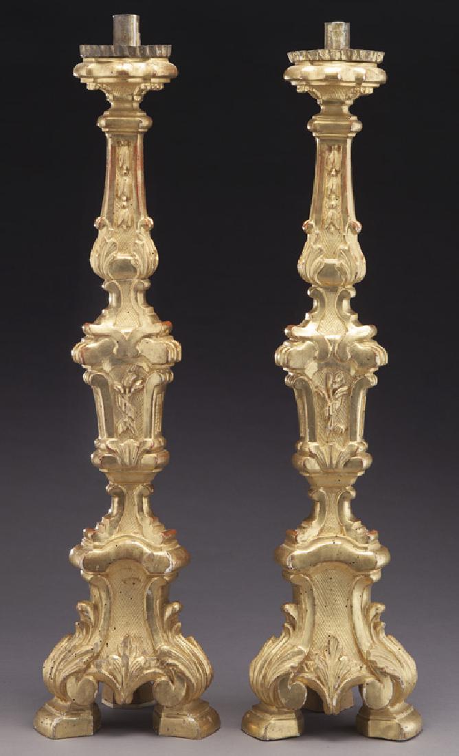 Pr. 18th C. Italian giltwood candlesticks (1 of 8)