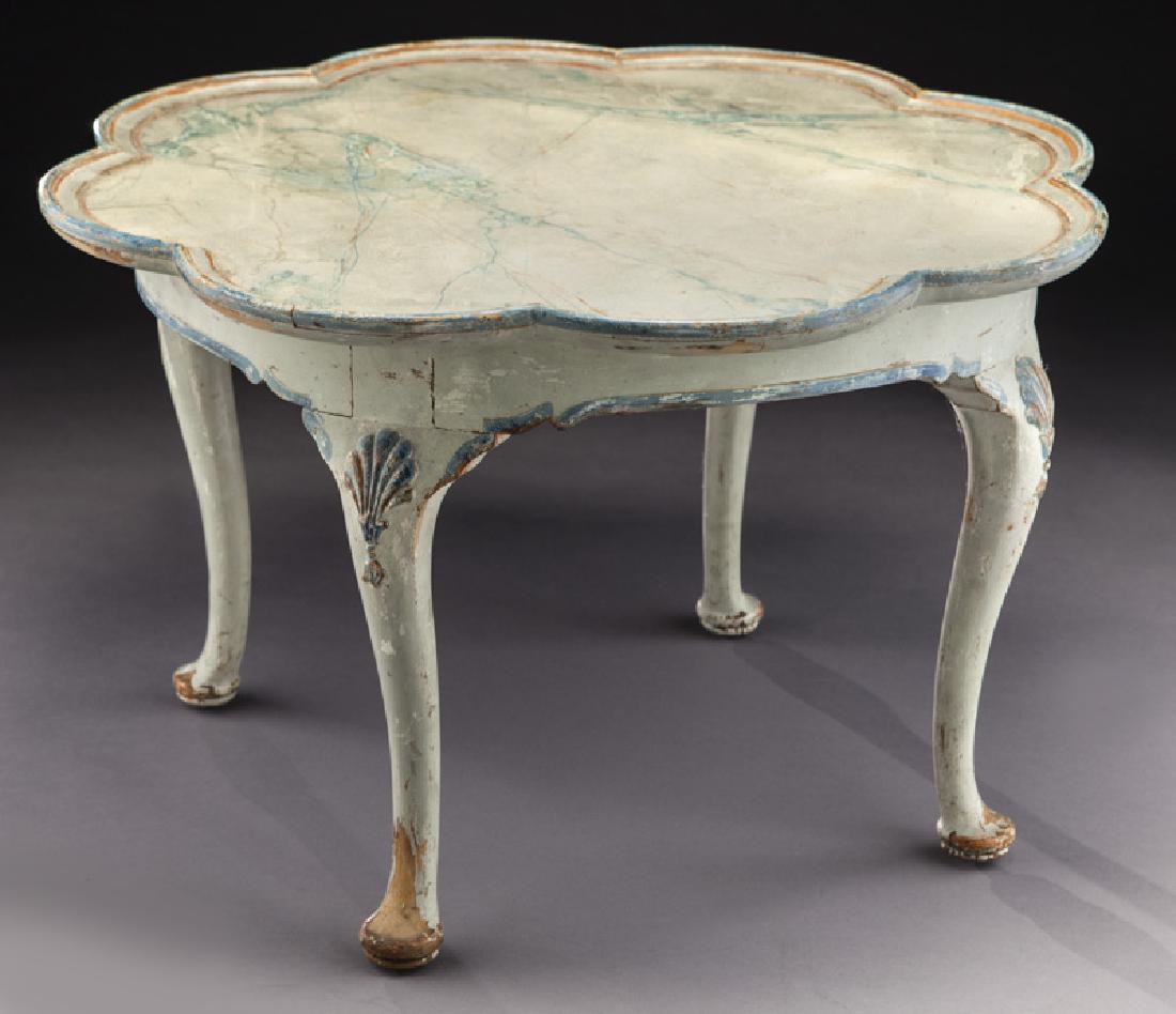 Carved polychrome side table, (1 of 6)