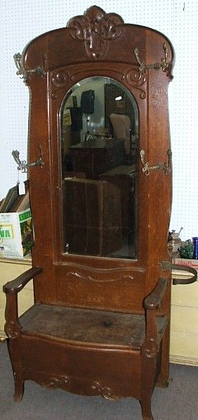 352 American Antique Oak Hall Tree Jan 21 2007 Bean Bean