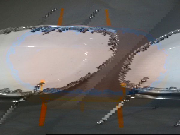 Railroad, china relish dish Harriman Pattern, bot: Railroad, china relish dish Harriman Pattern, bottom w/ Overland logo 10 1/4"L X 4 1/2"W