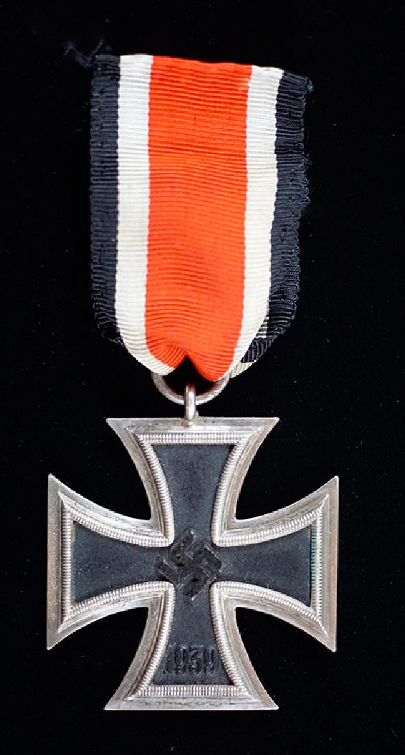 WWII German Iron Cross 2nd Class Medal: WW2 German 1939 Iron Cross 2nd Class Medal; on its original ribbon; unmarked in near mint condition.