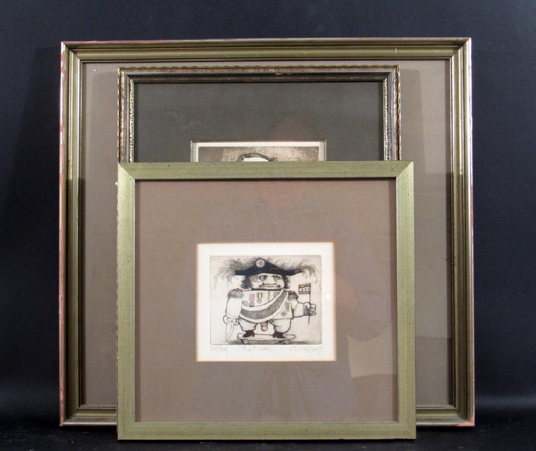 Charles Bragg - 3 Lithographs - Male Subjects: "The Medal", "The Great Phallic", and a Pug on a tightrope. 11" X 10" (19" X 18")