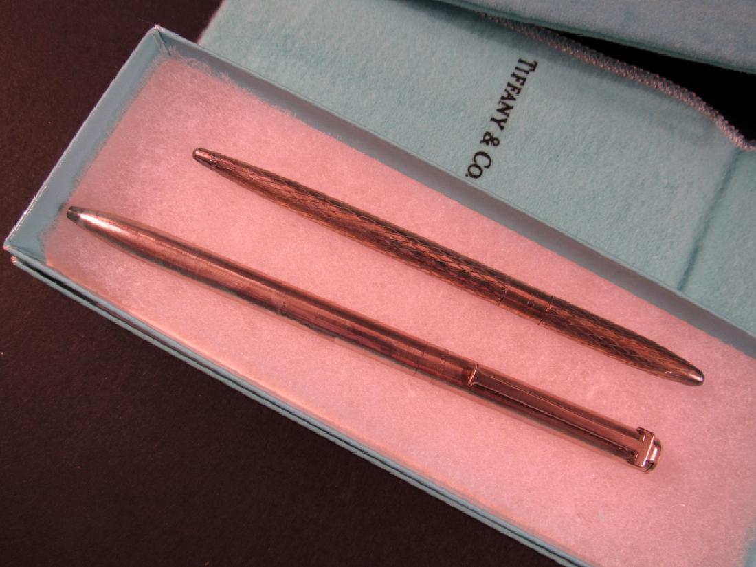 2 Tiffany Sterling Silver Pens: And bags and box. Longer 5".