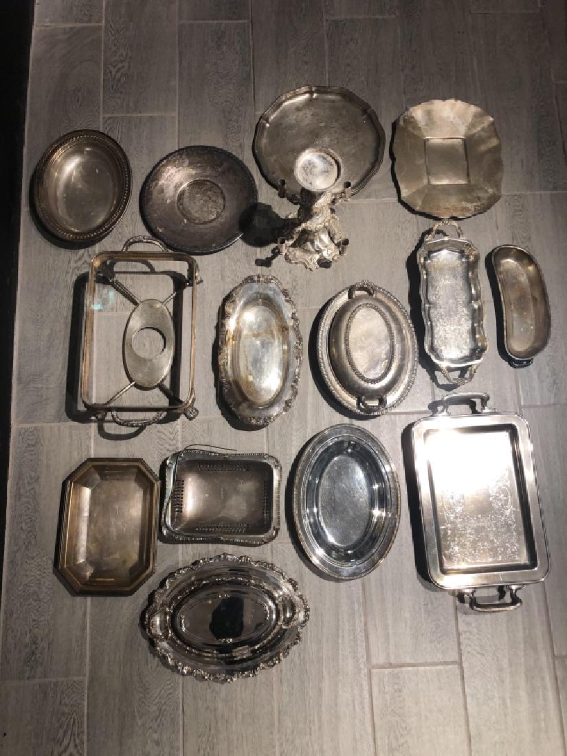 Assorted Silver plated Articles: Some marked Along w one Plated Sheffield Walker and Hall Eperne Numbered. As is condition.