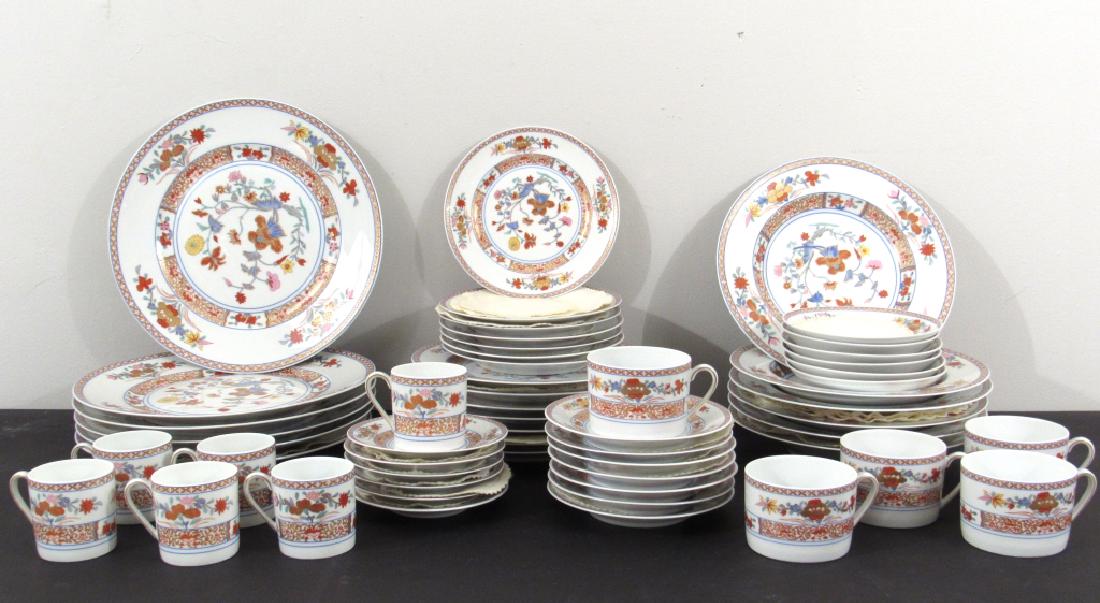 Limoges L. Bernardaud Pondichery Dinner Set: Service for 6 (plus extras) - 6 Dinner Plates, 7 salad, 7 dessert; 6 soup bowls, 6 small bowls, 6 cups and saucers, 6 demi tasse cups and saucers. Very good to great condition.