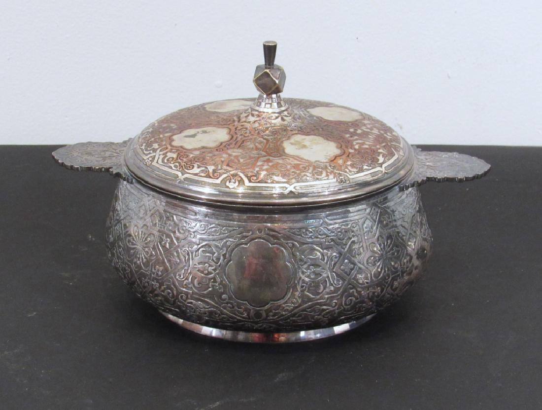 Rare Christofle Covered Serving Dish: Rare intricate pattern.9"w X 5"