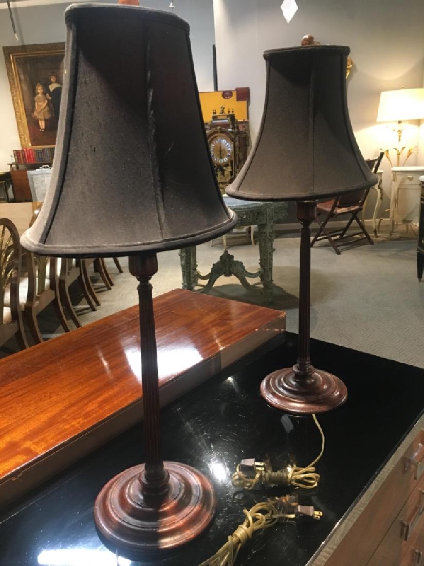 Pair George III walnut candlesticks lamps (1 of 7)