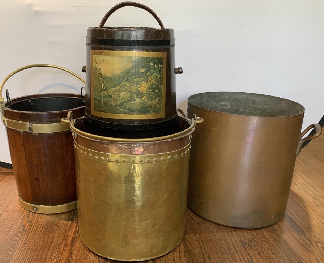 Four English antique peat, fire, rubbish buckets (1 of 14)