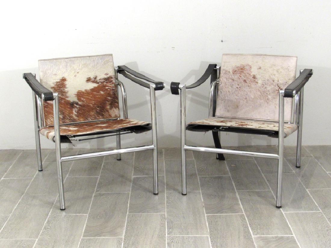 Pair Le Corbusier LC1 Style Chrome Arm Chairs (1 of 8)