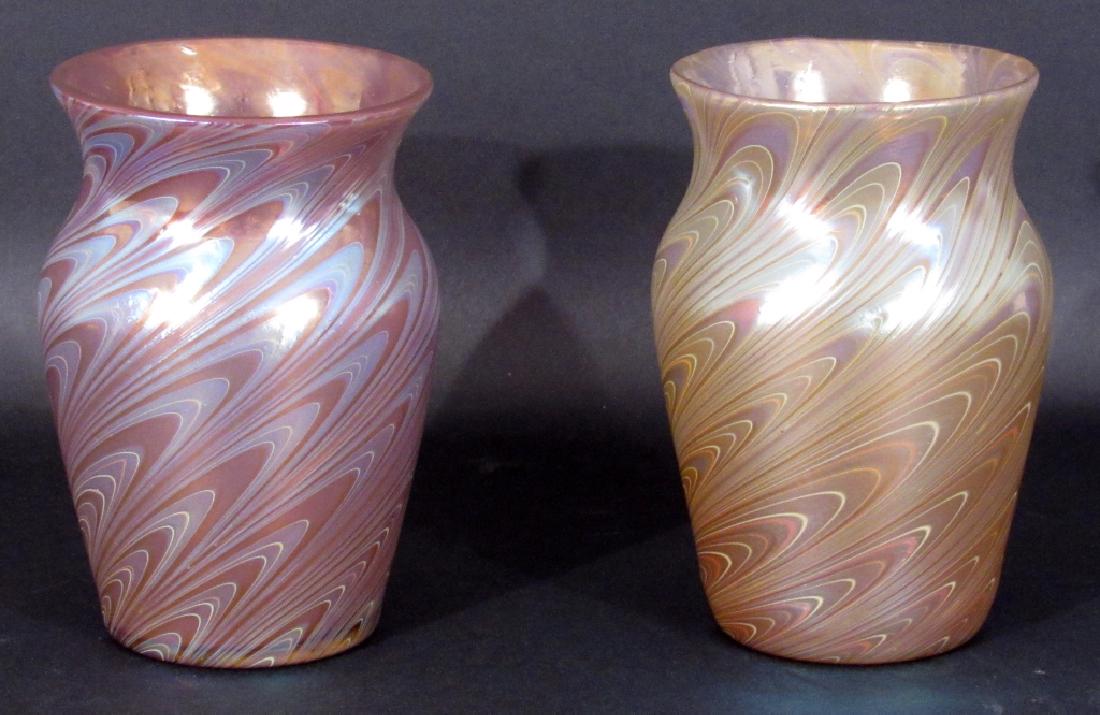 2  Iridescent Art Glass Vases (1 of 8)