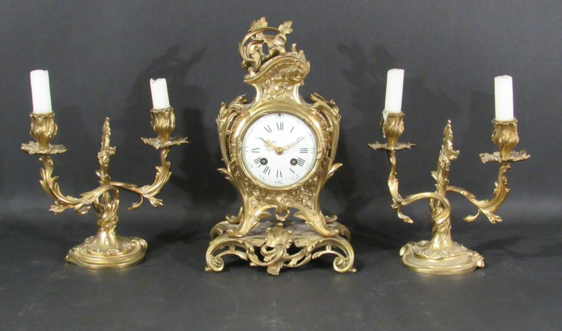 French Bronze Clock Garniture for Tiffany & Co. (1 of 9)