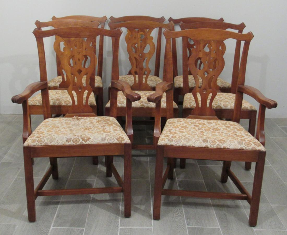 Set 8 Stickley Chippendale Style Dining Chairs (1 of 8)