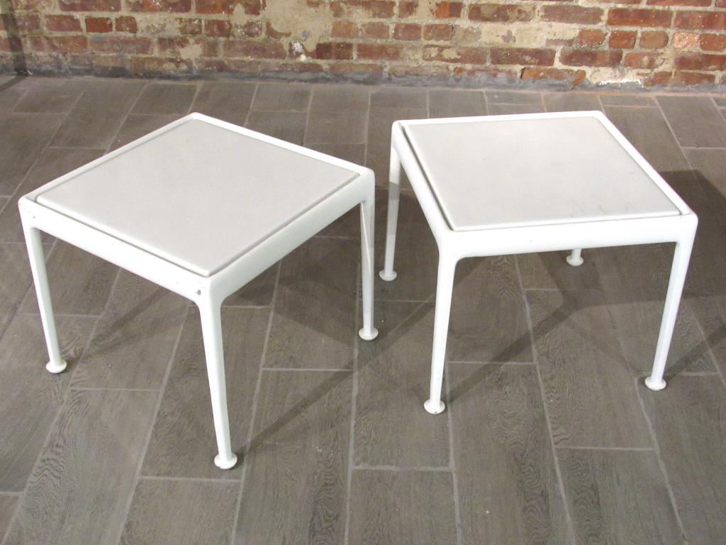 Pair Richard Schultz End Tables: Inset tops. No Markings. 18"sq X 18"H. From an East Hampton Home