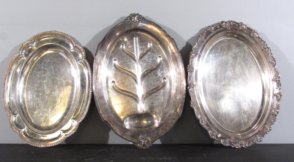 3 Silverplated Serving Trays (1 of 2)