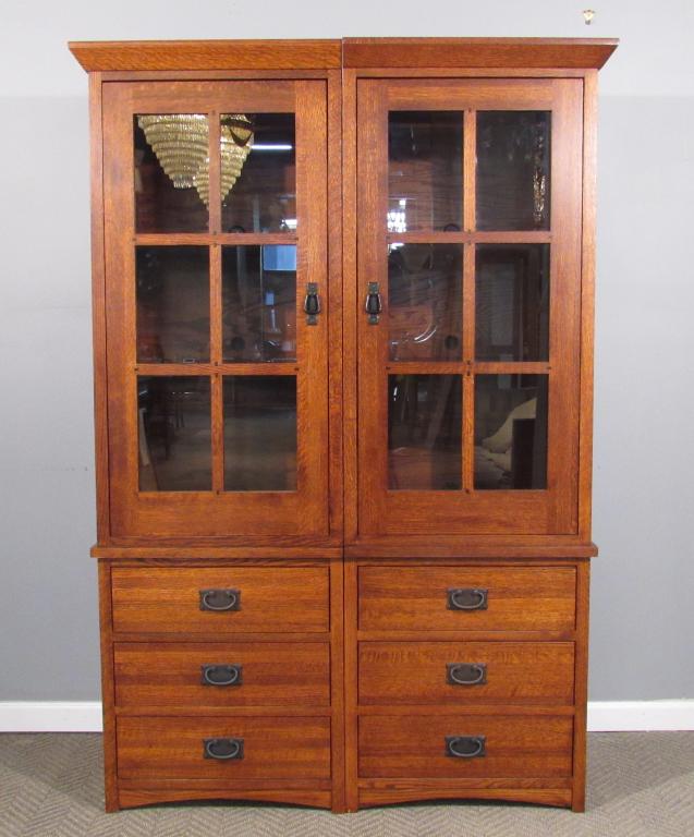 Stickley Style 4 Part Solid Oak Book Case (1 of 5)