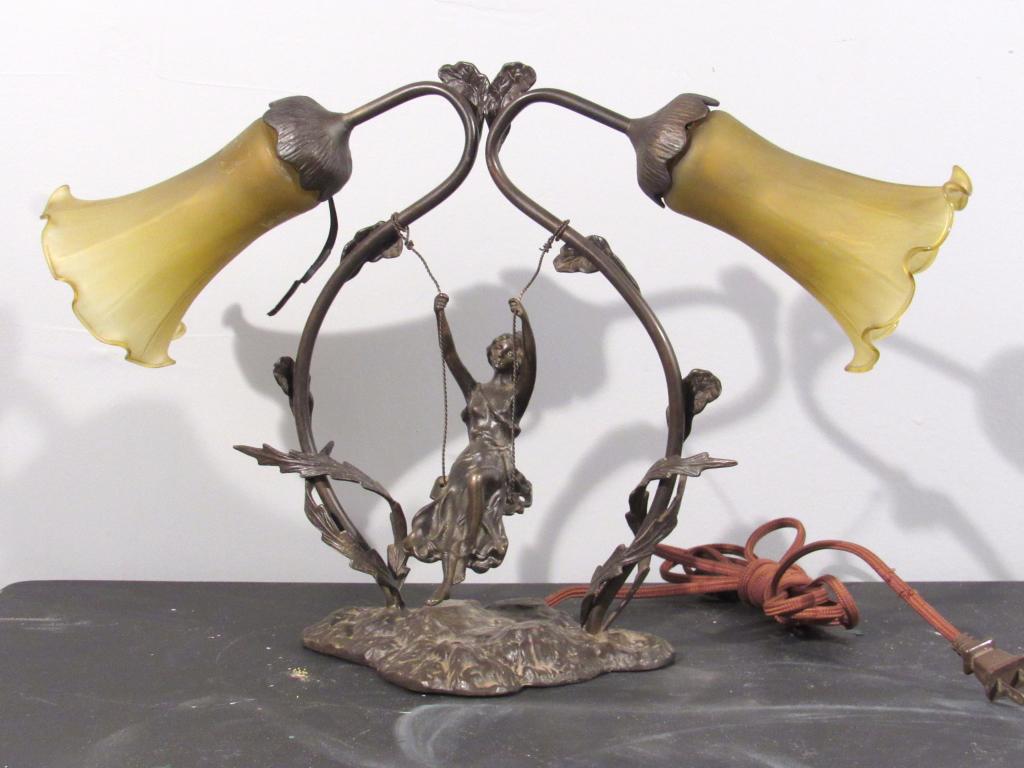 French Style Bronze Female Figural Vanity Lamp (1 of 8)