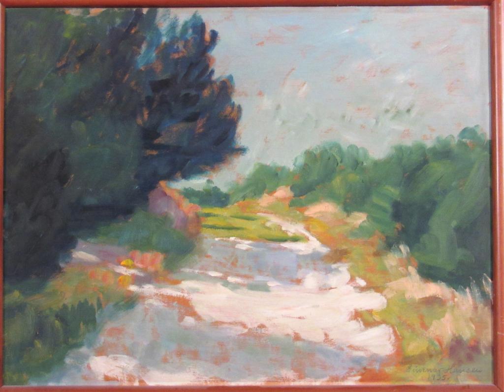 Gunnar Christian Hansen - Oil on Board: Impressionist style landscape of stone lined road. Signed lower right and dated 1935. 16.5" X 21.5" (19.5" X 24.5")