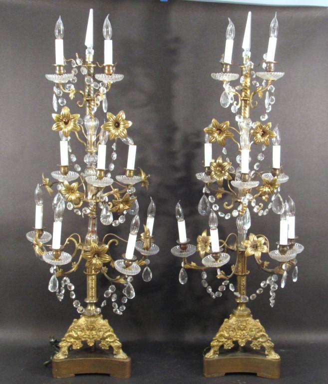Pair Very Tall French Victorian Girandoles (1 of 10)