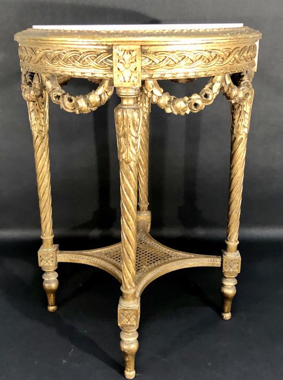 Louis XVI Style Gilt Carved 2 Tier Lamp Table (1 of 4)