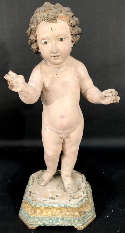 Antique Polychromed Wood Putto (1 of 10)