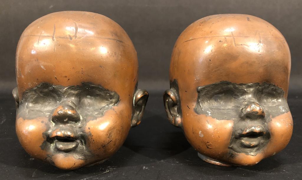 Pair Small Bronze Putti Heads (1 of 7)