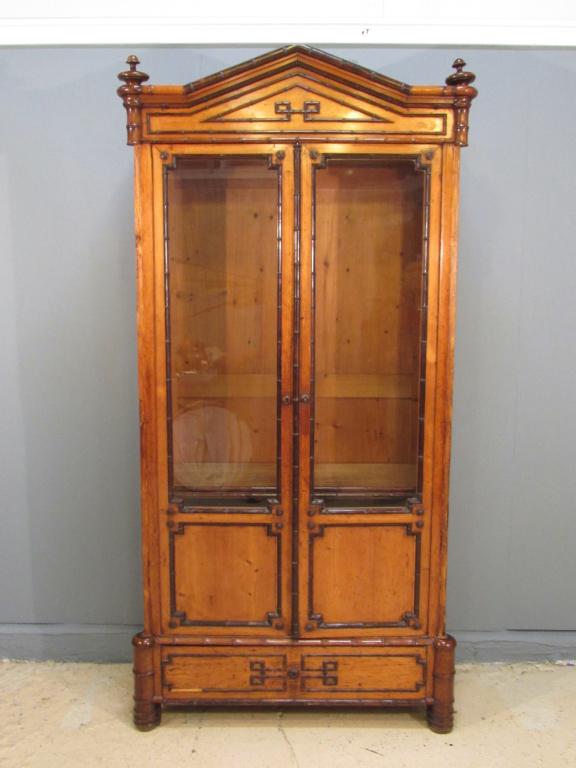 English Faux Bamboo Two Door Bookcase (1 of 7)