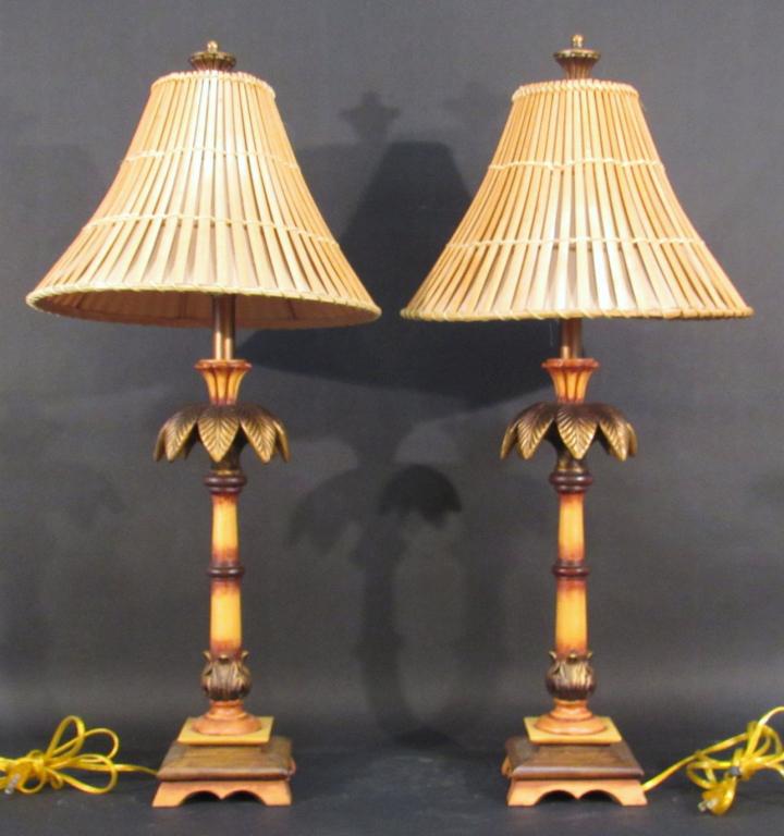 Pair Decorative Palm Tree Form Lamps (1 of 3)