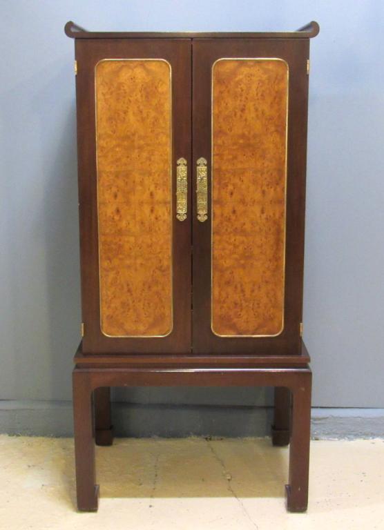 Modern Burled and Mahogany Armoire Cabinet (1 of 4)