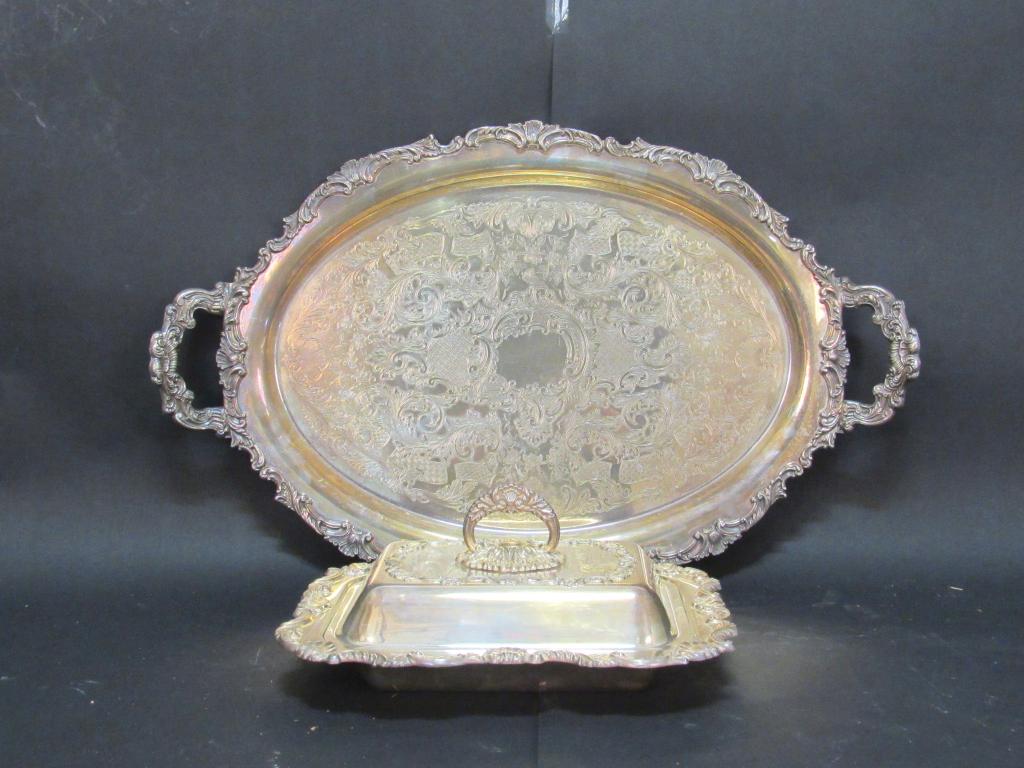Silver Plated Tray and Covered Dish (1 of 6)