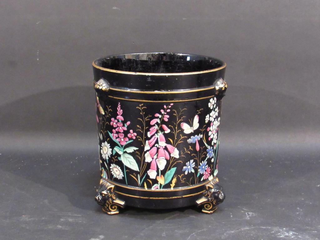 Black Glazed Porcelain Cache Pot (1 of 7)