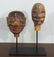 2 Antique Carved Wood Puppet Heads