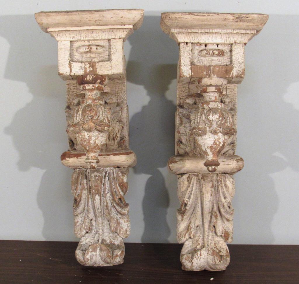 Pair Vintage Carved Wood Architectural Elements (1 of 4)