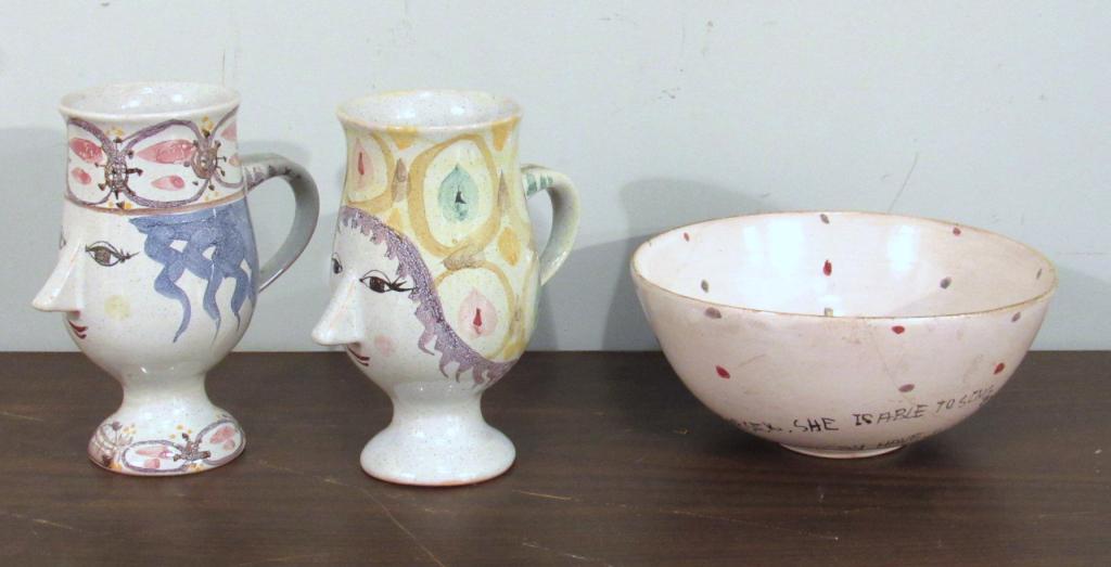 3 Bjorn Wiinblad Signed Earthenware Articles (1 of 8)