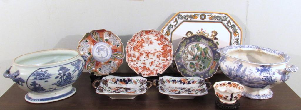 Assorted Porcelain and Ironstone (as is): 2 tureens (no covers), 3 new dishes, pair ironstone plates (as is), etc. (A North Salem, NY Estate)