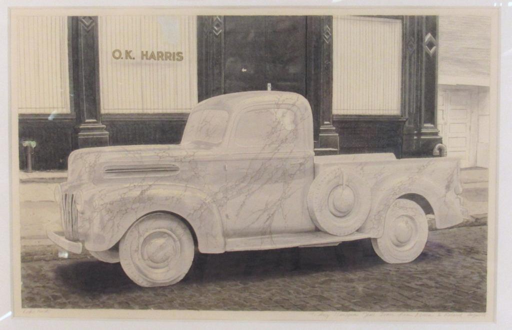 Roland Baladi - Water Color on Paper: "Ricks Truck" - Pick up in front of OK Harris Art. Signed and dedicated, 1983. Labeled on verso from OK Harris Art. 14" X 22" (22" X 30") (A Tarrytown NY Estate)