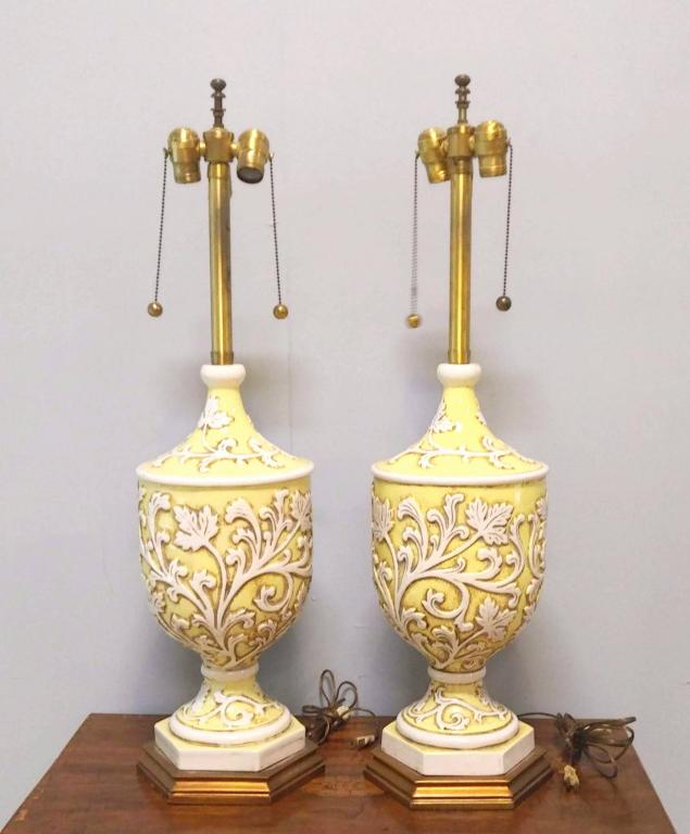 Pair Glazed Ceramic Vase Lamps (1 of 4)
